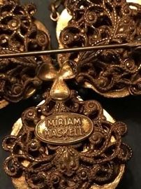 MIRIAM HASKELL Signed Vintage Brooch and Earring Set