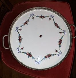 serving tray with ceramic inset