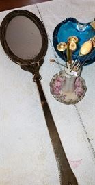 hand mirror,   SOLD - hat pins and holder