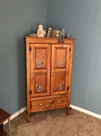 Bookcase cabinet with doors, folk art