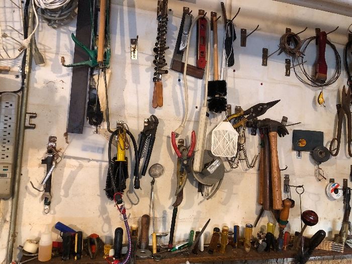 In garage.  Hand and craft tools