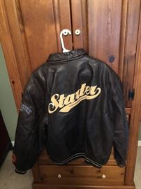 Leather STARTER letterman jacket.