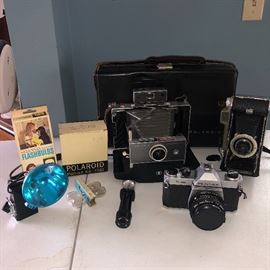 Vintage cameras
Polaroid land camera, Pentax, Kodak tourist camera