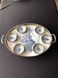 Gorgeous hand painted porcelain drink tray with coasters 