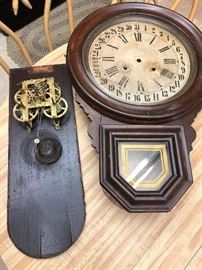 Antique wall clock with parts... project for you to reassemble. 