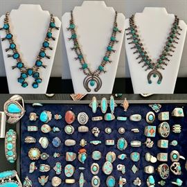 Squash Blossom Native American Necklaces ~ Turquoise ~ Old Pawn Rings Bracelets