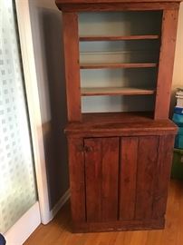 Early 19th century primitive step back pine hutch