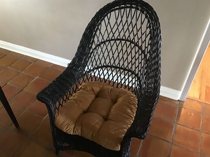 Antique wicker chair with custom coushions