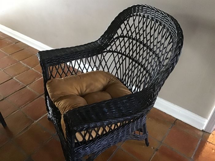 Antique Wicker chair with custom coushions
