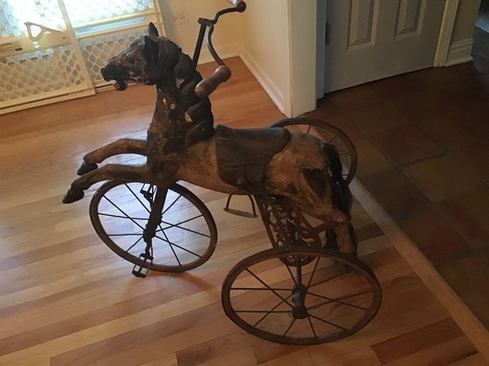 Antique Horse Tricycle with Horse Hair Tail