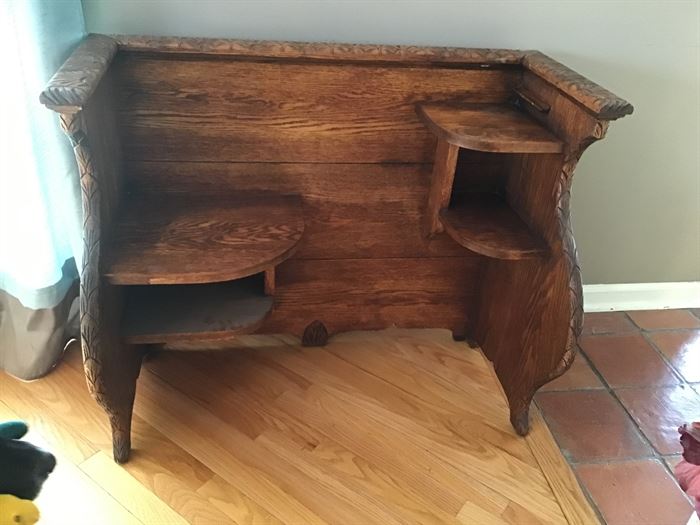 Hand Carved wooden Gossip / Telephone Bench