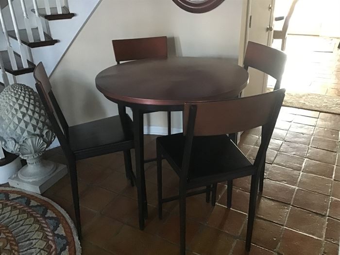 Counter Top Height  Copper Table and Four Chairs