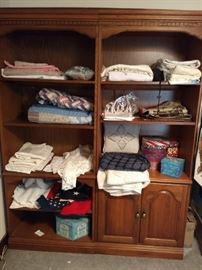 Book shelves and linens