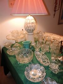 and MORE glass including Cut, pattern, pressed, Weller pottery...