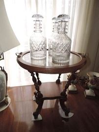 "Tea-Table" with an interesting history...shown with several of the cut glass decanters ... 
