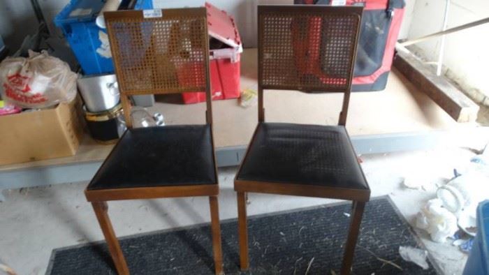 2 Wicker back foldable chairs