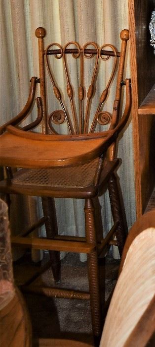 Antique Victorian Wicker High Chair