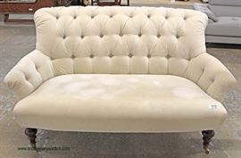  Contemporary Upholstered Button Tufted Decorator Loveseat – auction estimate $100-$300 