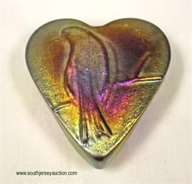  Art Glass Signed Heart Shape with Bird Paper Weight – auction estimate $40-$100 