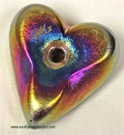  Art Glass Signed Heart Shape with Bird Paper Weight – auction estimate $40-$100 
