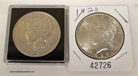  U.S. 1923 & 1935 Silver Peace Dollars – auction estimate $20-$50 each 