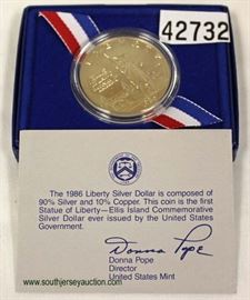  U.S. 1986 Liberty Silver Dollar – auction estimate $20-$50 