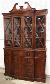  Burl Mahogany 4 Door Bubble Glass Breakfront with Desk by “Ebert Furniture” – auction estimate $100-$300 