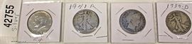  U.S. Group of 4 Silver Half Dollars – auction estimate $10-$20 