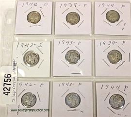  Group of 9 Silver Mercury Dimes – auction estimate $5-$10 