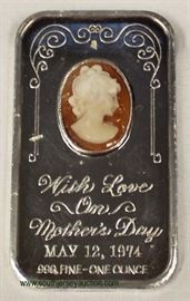  Mother’s Day with Love .999 Fine One Ounce Silver Bar – auction estimate $20-$50 
