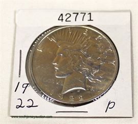  U.S. 1922 Silver Peace Dollar – auction estimate $20-$50 
