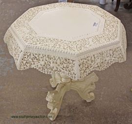  Highly Carved and  Ornate Asian Inspired Paint Decorated Center Table – auction estimate $100-$300 