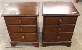  PAIR of SOLID Cherry 3 Drawer Night Stands by “Ethan Allen Furniture” – auction estimate $100-$200 