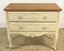  Country French Paint Decorated Natural Finish Top 2 Drawer Chest by “Ethan Allen Furniture” – auction estimate $200-$400 
