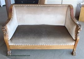  ANTIQUE Lion Head Mahogany Frame Loveseat – auction estimate $200-$400 