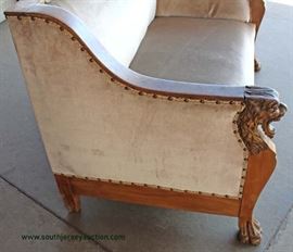  ANTIQUE Lion Head Mahogany Frame Loveseat – auction estimate $200-$400 