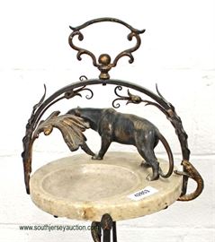 ANTIQUE Bronze and Iron Marble Ashtray with Lion and Snake – auction estimate $100-$300