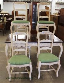 7 Piece Country French Painted Frame Dining Room Table with 6 Chairs – auction estimate $200-$400