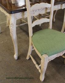 7 Piece Country French Painted Frame Dining Room Table with 6 Chairs – auction estimate $200-$400