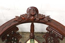 PAIR of SOLID Mahogany Antique Style Carved Corner Chairs – auction estimate $100-$300
