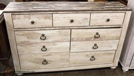 NEW White Wash Finish Low Chest – auction estimate $100-$200