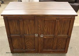 VINTAGE 5 Piece Walnut Server TABLE with Self Storing Leaves and Chairs – viewed open and closed– auction estimate $100-$300