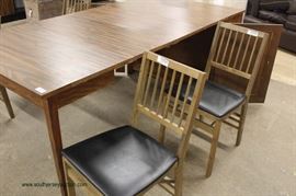 VINTAGE 5 Piece Walnut Server Table with Self Storing Leaves and Chairs – viewed open and closed– auction estimate $100-$300