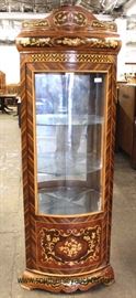 French Style Inlaid Curved Glass Corner Crystal Cabinet – auction estimate $100-$300