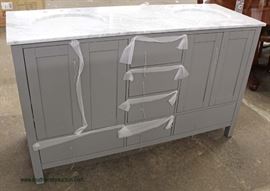 NEW 60” Grey Base Marble Top Double Sink Bathroom Vanity – auction estimate $300-$600 
