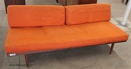 Mid Century Modern Orange Upholstered Sofa – auction estimate $300-$600 