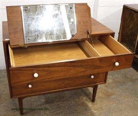Mid Century Modern Danish Walnut 3 Drawer Bachelor Chest with Lift Top Mirror in Drawer by “Drexel Furniture” – auction estimate $300-$600 