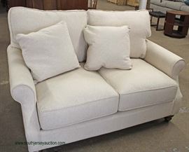 NEW Contemporary Upholstered Loveseat with Pillows – auction estimate $200-$400 