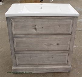  NEW 32” Barn Wood Style Marble Top Bathroom Vanity – auction estimate $200-$400

  