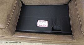 NEW Contemporary Natural Finish Leather Sleeper Sofa with Decorator Pillows and Tags – auction estimate $300-$600 